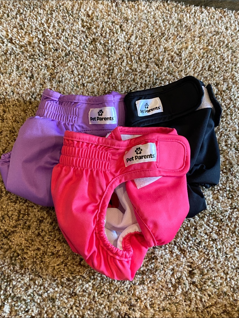Reusable Female Dog Diaper 3 pack size Medium - Pink, Purple, Black